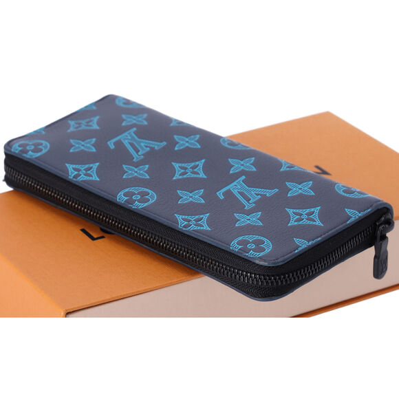 Louis Vuitton Zippy Wallet Vertical Monogram Shadow Long Wallet M80423 Navy Blue - Picture 3 of 6